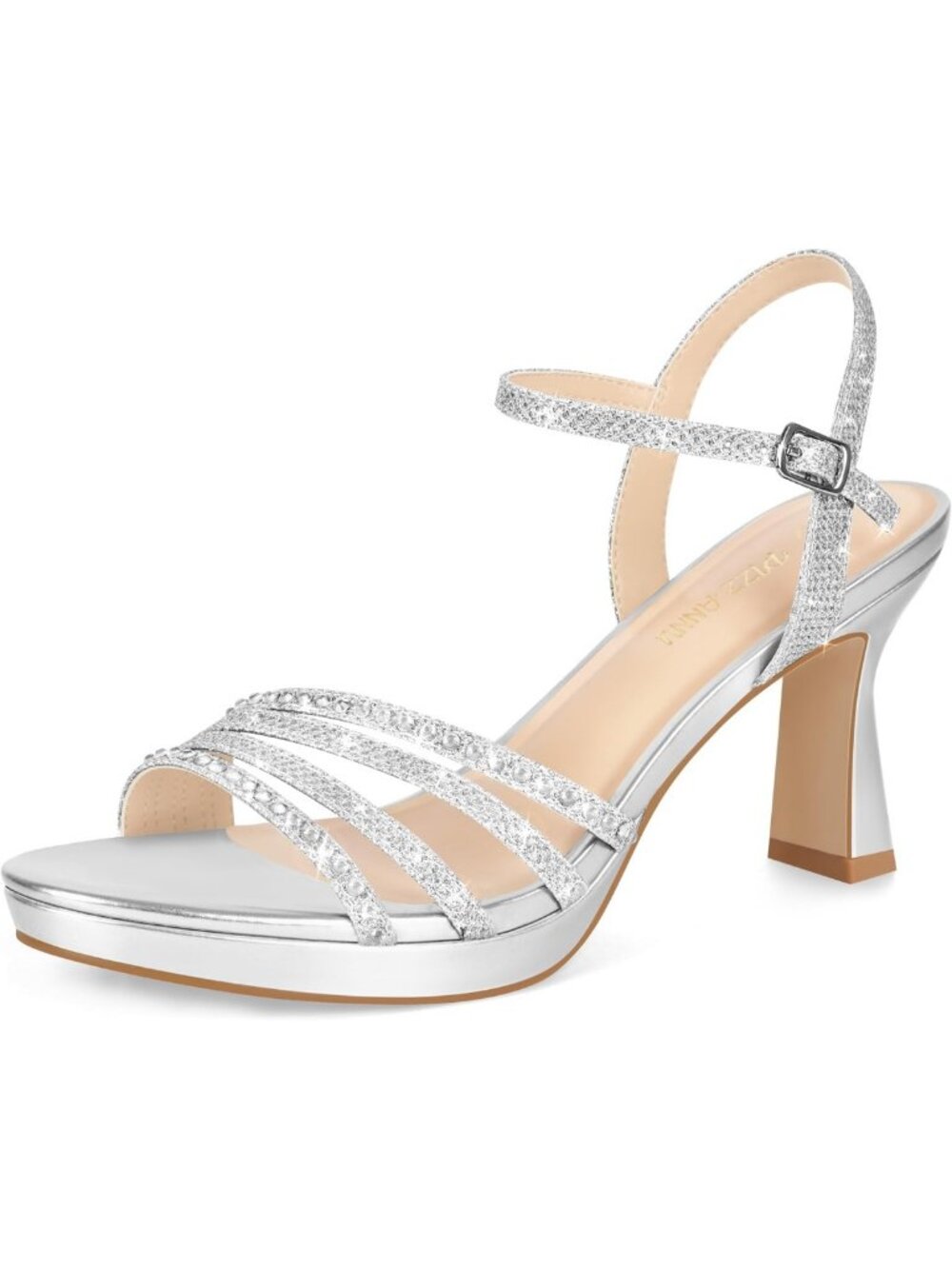 Chic Sparkly Rhinestone Platform Heels - Open Toe Chunky Ankle Strap Dress